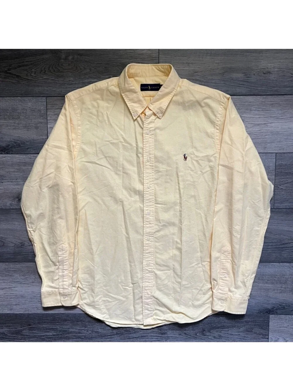 Polo Ralph Lauren Men's 2XL Button Up Casual Oxford Shirt Yellow Flesh Pony
